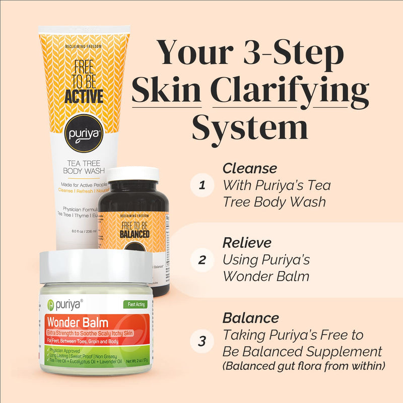 Tea Tree Oil Wonder Balm by Puriya, Fast Acting Comfort Cream for Sweat-Prone Skin Areas, Doctor Approved, Extra Strength for Athletes Itchy Foot, Groin and Body, Feel Protected, Smell Fresh All Day - NewNest Australia