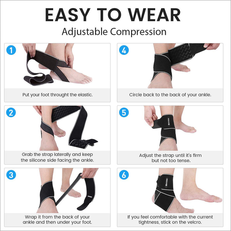 AVIDDA Ankle Support 2 Pack, Adjustable Ankle Brace for Sports, Elastic Compression Ankle Strap for Sprained Ankle, Achilles Tendon, Running Grey - NewNest Australia