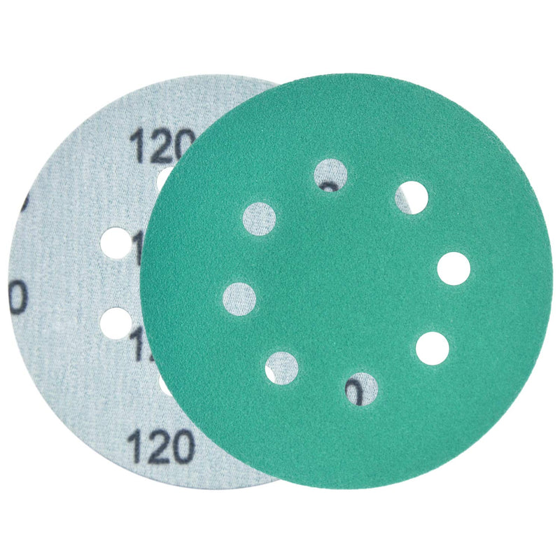 POLIWELL 5 Inch Sanding Discs 8 Holes 120 Grit Wet Dry Film-Backed Green Line Hook and Loop Dustless Power Random Orbital Sander Paper, for Car Paint Wood or Metal Grinding and Polishing, 20 Pack 120-Grit - NewNest Australia