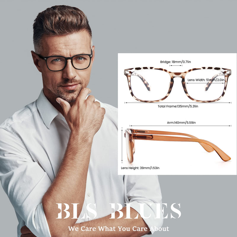 BLS 5 Pack Reading Glasses Blue Light Blocking, Fashion Square Nerd Computer Readers Anti UV/Eye Strain/Glare Women/Men (5 Pack Mix, 0.0) 5 Pack Mix 0.0 x - NewNest Australia