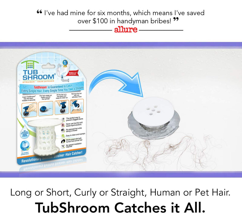 NewNest Australia - TubShroom The Revolutionary Tub Drain Protector Hair Catcher/Strainer/Snare, White 