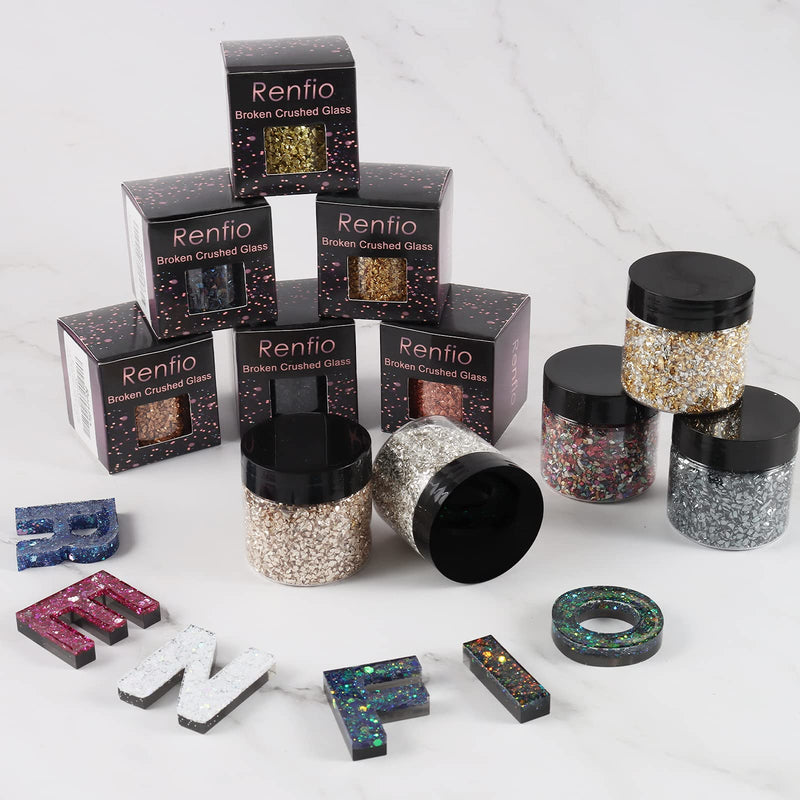 Renfio Broken Crushed Glass Glitter Shards Crush 2-4mm Irregular Small Metallic Chunky Chips High Luster Craft Sequins Gravel for DIY Phone Case Geode Resin Art Coasters Ornament 3.5 Oz (100g) - Black 3.5oz (100g) - NewNest Australia