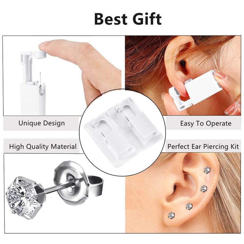 Ear Piercing Kit – 4 Pack Self Ear Piercing Gun, Disposable Ear Pearcings Kit with 5mm Silver Earring Studs Safety Ear Piercing Gun Kit Tool - NewNest Australia