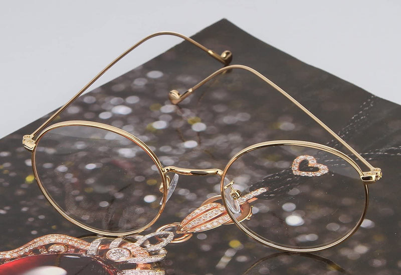 sigaer glasses nerd glasses retro round unisex metal frame glasses frame decorative glasses 140x50mm gold - NewNest Australia