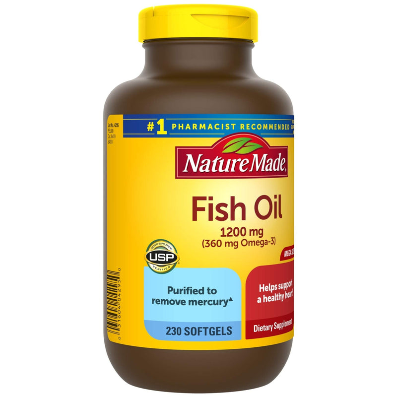 Nature Made Fish Oil 1200mg, 230 Softgels Mega Size, Fish Oil Omega 3 Supplement For Heart Health - NewNest Australia