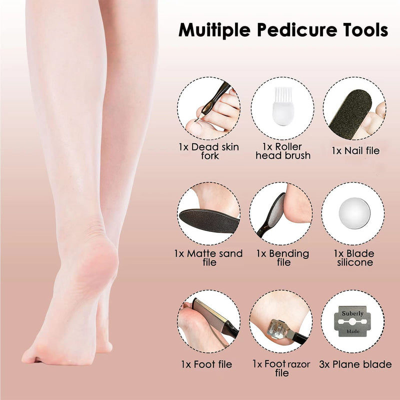 Foot File Jooayou Electric Foot Callus Remover IPX7 Waterproof Foot Scrubber,Rechargeable Hard Skin Remover Foot with 2 Roller Heads,2 Speed,Professional Pedicure Set Kits for feet Cracked Heels - NewNest Australia