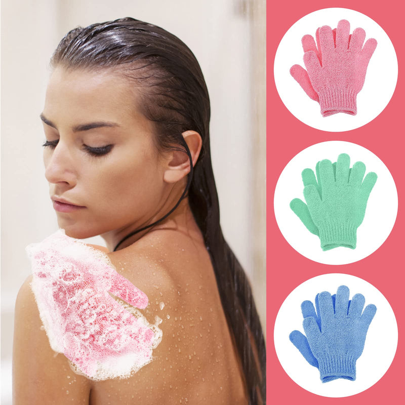 Sibba Pack of 6 Exfoliating Wash Gloves, Dual Texture Bath Gloves for Shower Body Exfoliating Exfoliating Dead Skin Exfoliating Glove Natural Loofah Washcloth - NewNest Australia