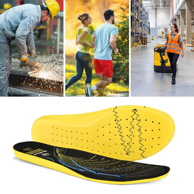 SAFETOE Comfort Memory Foam Insoles for Men & Women Orthotic Flat Feet Shoe Insoles for Plantar Fasciitis with Arch Support, Replacement Shoe Inserts for Sports Shoes,Trainers Yellow S (UK2-UK4) - NewNest Australia