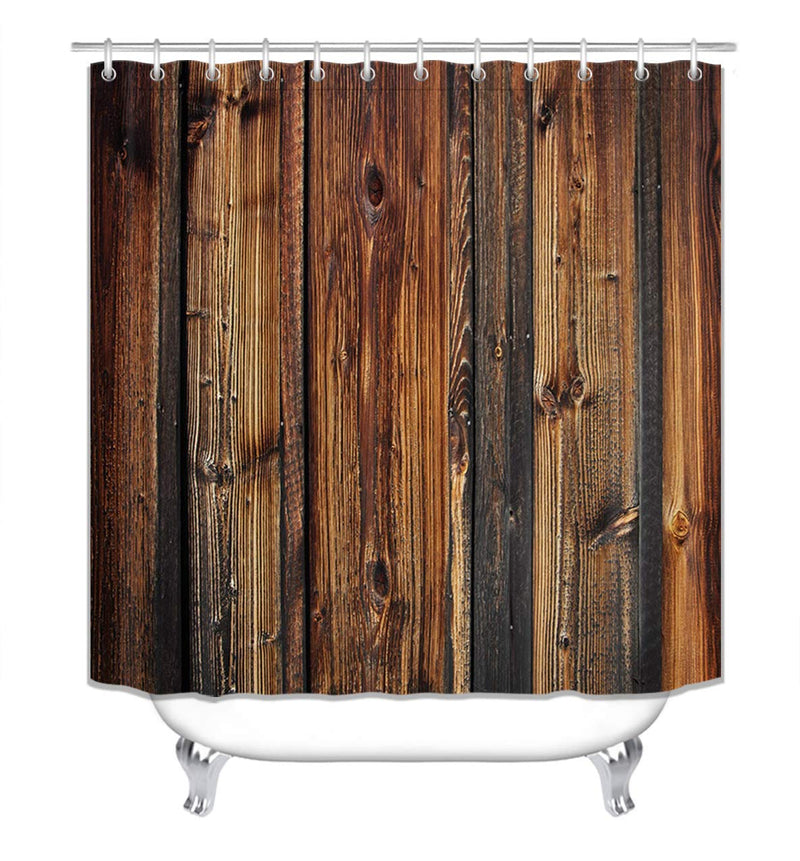 LB Rustic Country Style Barn Door Shower Curtains Farmhouse Style Western Brown Primitive Wood Shower Curtains for Rural Life 72x72 Inch Waterproof Polyester Fabric with 12 Hooks 72Wx72L - NewNest Australia