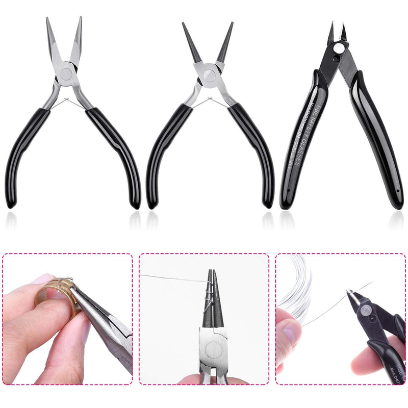 Jewelry Pliers, Cridoz Beading Pliers Set with Needle Nose Pliers, Round Nose Pliers and Wire Cutter for Jewelry Making Beading Repair Supplies and Crafting (set of 3) - NewNest Australia