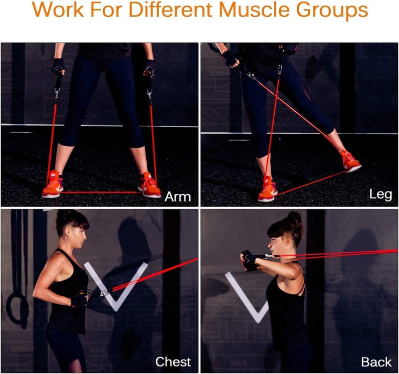 Resistance Bands Set 5Pcs With Handle Strength Exercise Resistance Band Training Fitness Tubes Tension Bands Workout Gym Equipment Men And Women For Home Use Physical Training Cable - NewNest Australia