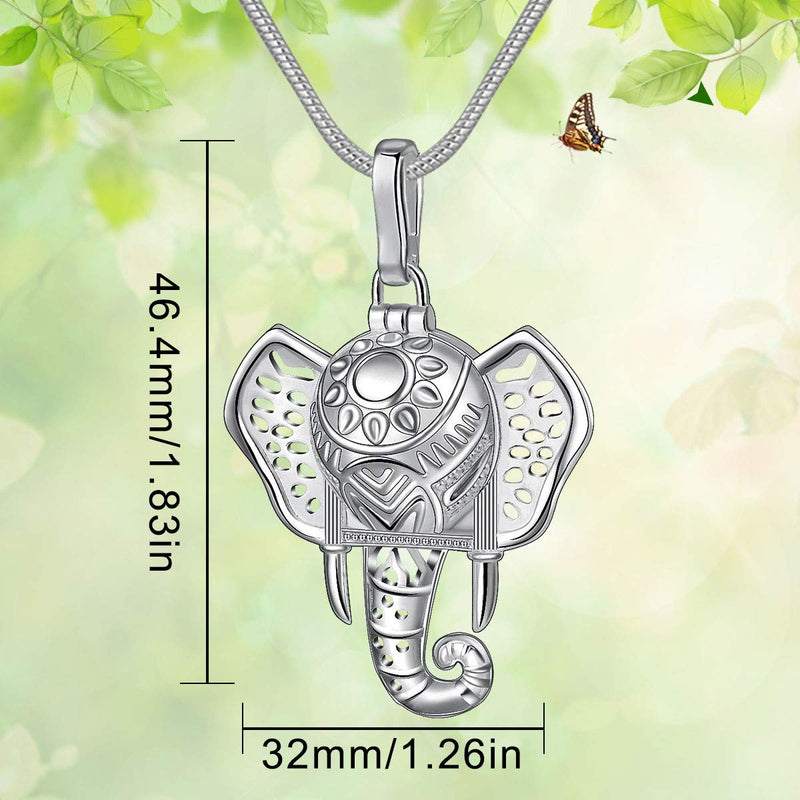 INFUSEU Aromatherapy Jewellery Essential Necklaces, anxiety relief Oils Diffuser for Women Girls, Silver Plated Wise Big Eye Owl Locket Pendant with 24" Chain & 7 Reusable Lava Beads elephant - NewNest Australia