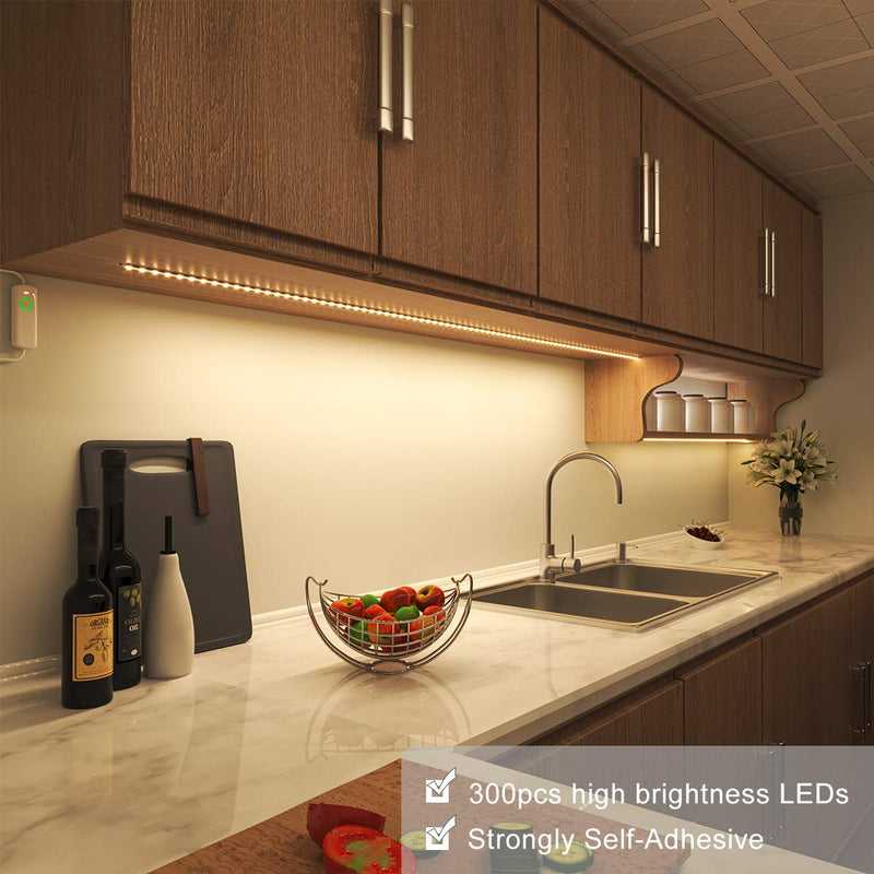 MYPLUS Under Cabinet Led Lighting, 16.4ft LED Strip Lights Kit with Dimmer Control for Kitchen, Cabinet, Shelf, Counter, Bedroom and Décor, Warm White 3000K, 1050LM Warm White/3000k 16.4FT/5M - NewNest Australia