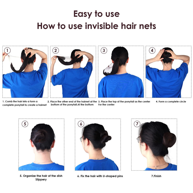 Prasacco Bun Nets,20 Pcs Individual Package Invisible Hair Nets 20 Inch Reusable Nylon Hair Nets for Buns Invisible Elastic Edge Mesh for Ballet Bun Sleeping Women Wig Brown - NewNest Australia