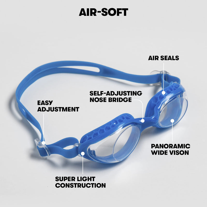 Arena Air-Soft Anti-Fog Non Mirrored Swim Goggles for Men and Women Clear / Blue - NewNest Australia