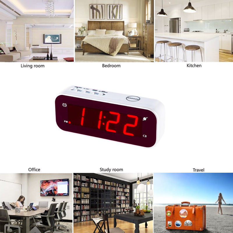 NewNest Australia - Timegyro LED Alarm Clock Easy Setting and Battery Operated Only Big Red Digits for Bedroom/Living Room/Travel 