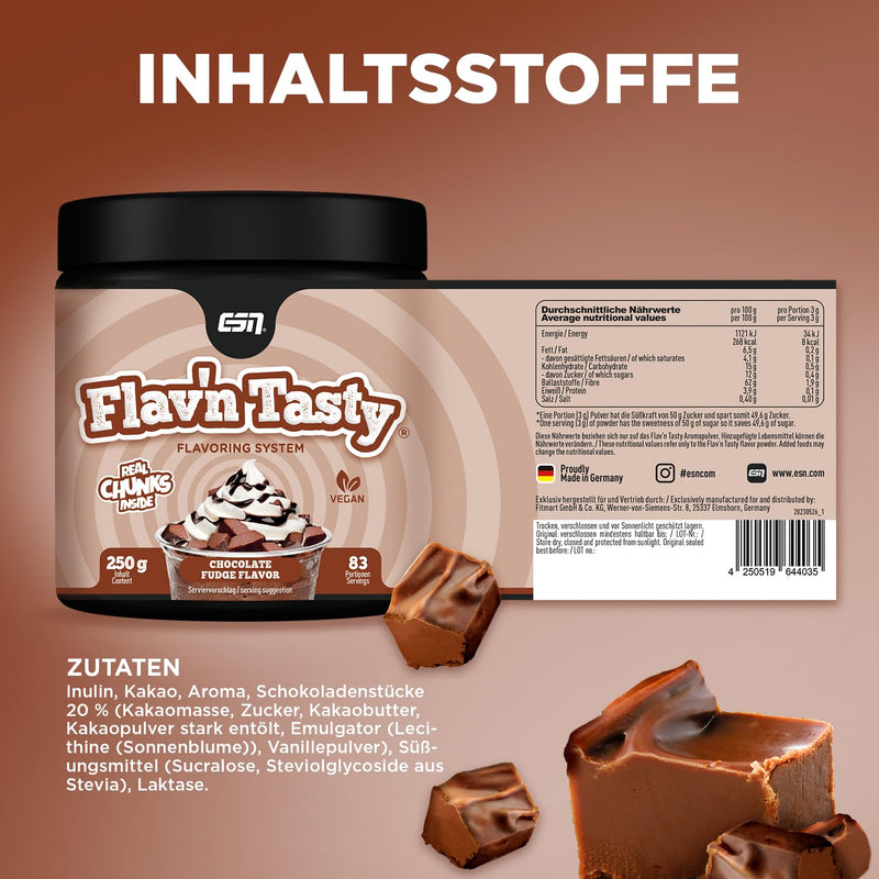 ESN Flavn Tasty, Chocolate Fudge, 250 g chocolate 83 portions (pack of 1) - NewNest Australia