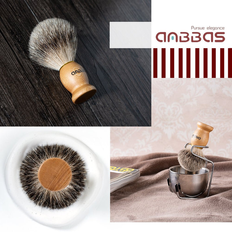Anbbas Badger Hair Shaving Brush with Shaving Bowl and Brush Holder Classic Wet Shave Shaving Set Men's Gift Set Shaving Set 2 - NewNest Australia