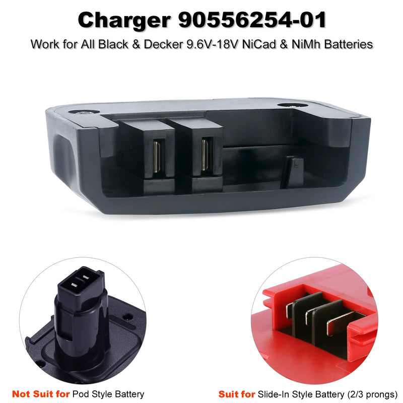 Biswaye 9.6V-18V Multi Volt Battery Charger Compatible with Black & Decker 18V 14.4V 12V 9.6V NiCD NiMH Battery HPB18-OPE HPB18 HPB14 HPB12 HPB96 244760-00 A1718 FS18FL FSB18 - NewNest Australia