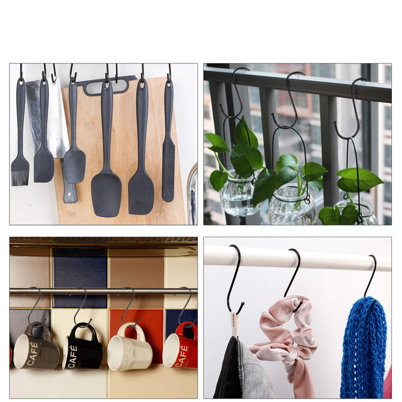 NewNest Australia - 30 Pack Black S Hooks Steel S Hanging Hooks Heavy Duty S Hanger Hook Metal Kitchen Pot Rack Hooks Closet Hooks Plants Hooks for Hanging Pot, Pan, Cups, Plants, Bags, Jeans, Towels 