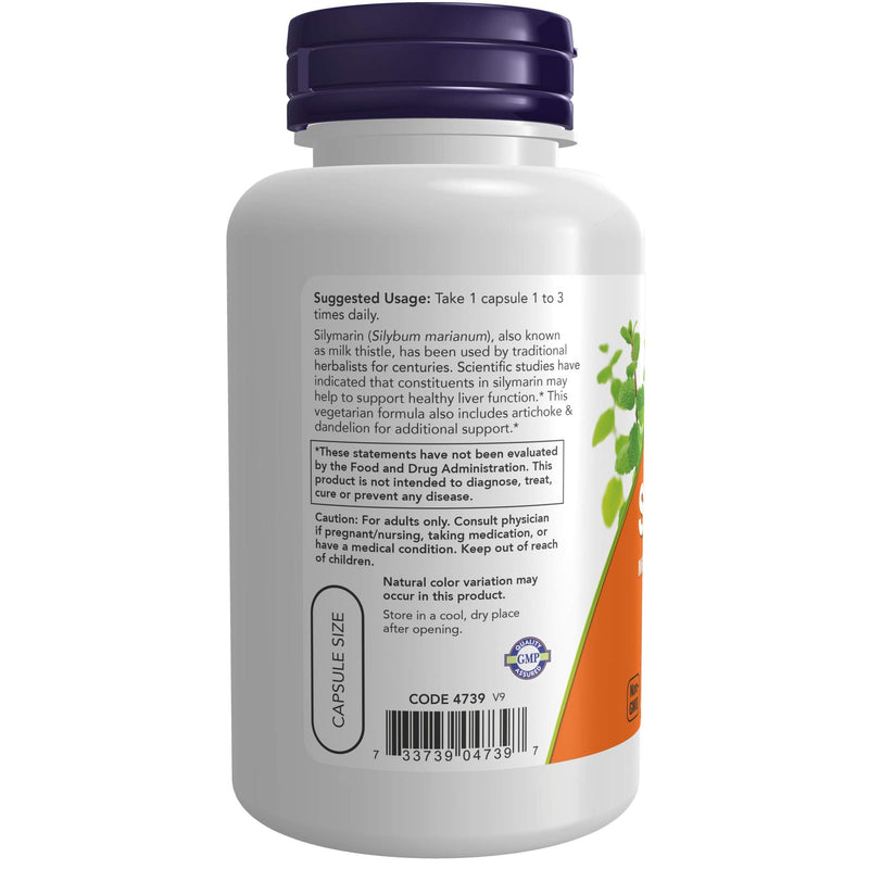 NOW Supplements, Silymarin Milk Thistle Extract 300 mg with Artichoke and Dandelion, Double Strength, Supports Liver Function*, 100 Veg Capsules - NewNest Australia