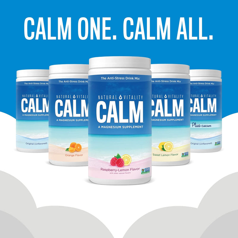 Natural Vitality Calm PLUS Calcium, Magnesium Citrate Supplement Powder, Anti-Stress Drink Mix, Raspberry Lemon, 16 Ounces (Package May Vary) - NewNest Australia