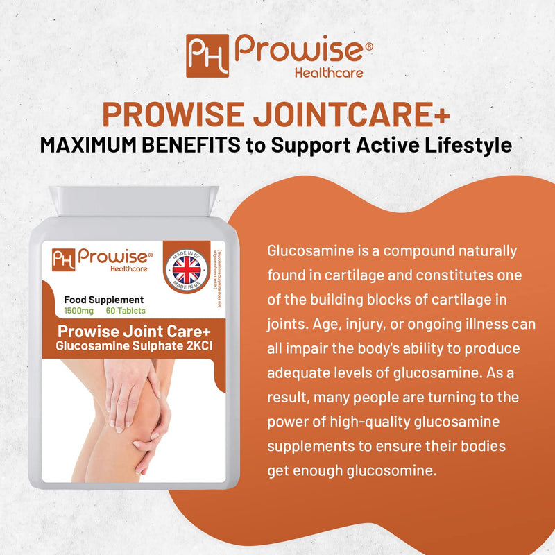 Glucosamine Sulphate 2KCL I Glucosamine 1500mg 60 Tablets (2 Month Supply) I High Strength Glucosamine for Joint Health I Gluten & Dairy Free I Made in The UK by Prowise Healthcare - NewNest Australia