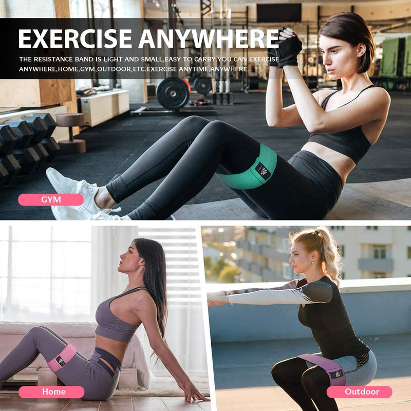 CFX Resistance Bands 3 Sets, Premium Exercise Bands with Non-Slip Design for Hips & Glutes, 3 Resistance Level Workout Booty Bands for Women and Men,Home Training,Fitness,Yoga Green,Pink,Purple - NewNest Australia