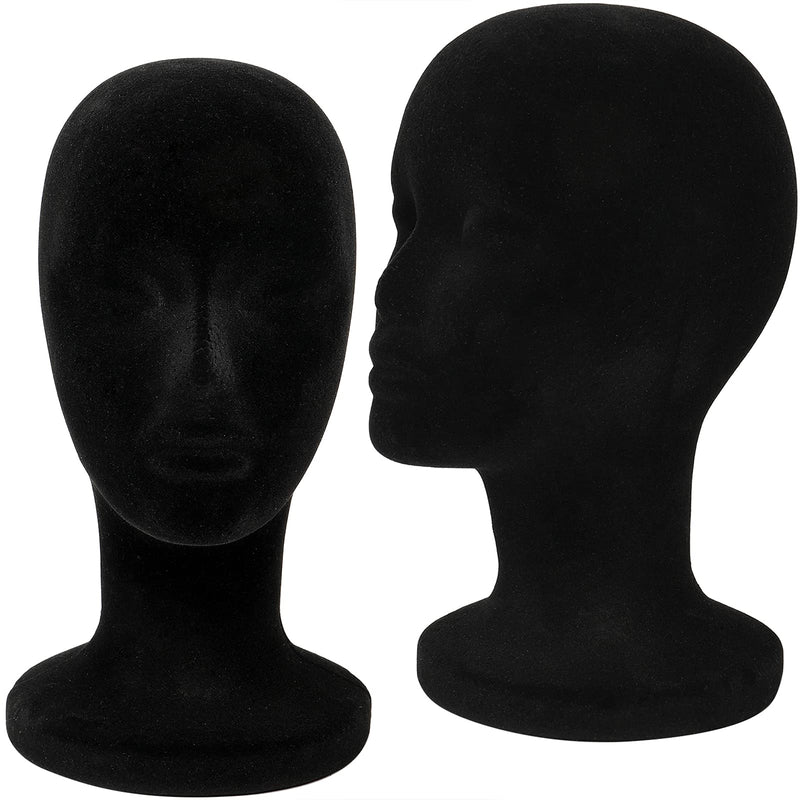 Foraineam 2 Pack Black Styrofoam Mannequin Head, 12 Inch Female Manikin Foam Heads, Wig Holder Hats Glasses Hairpieces Display Stand - NewNest Australia