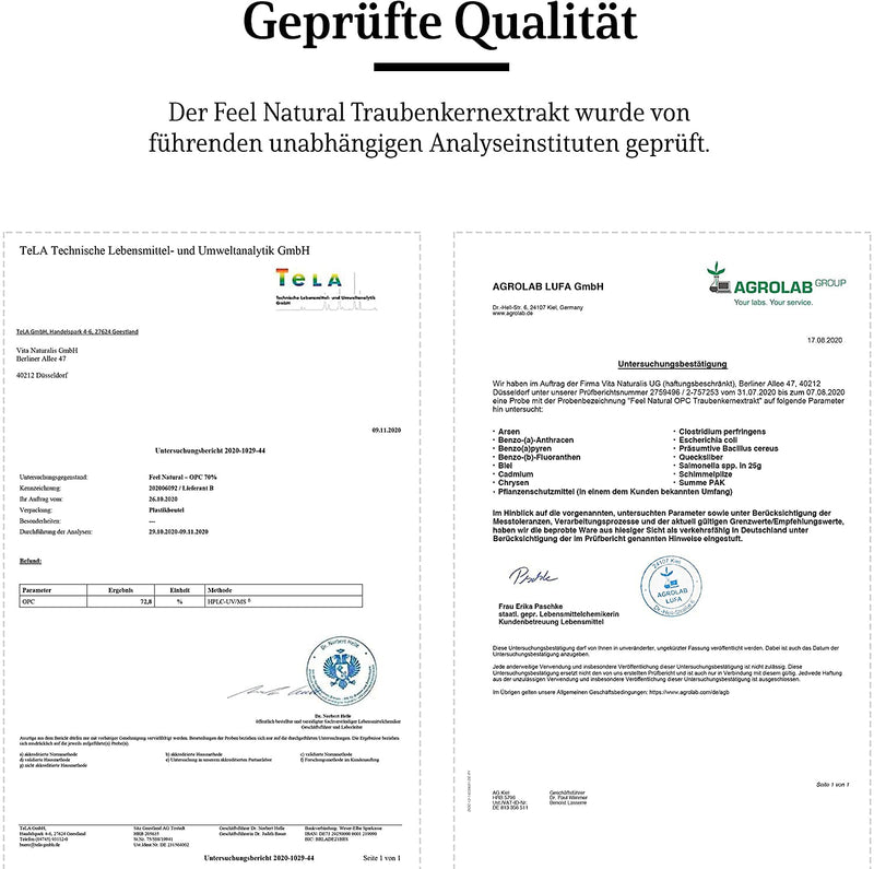 Opc Grape Seed Extract - 240 Capsules - Highest Opc Content According To Hplc - Laboratory Tested Opc From French Grapes - 1000Mg Extract With 700Mg Opc - Vegan, Produced In Germany - NewNest Australia