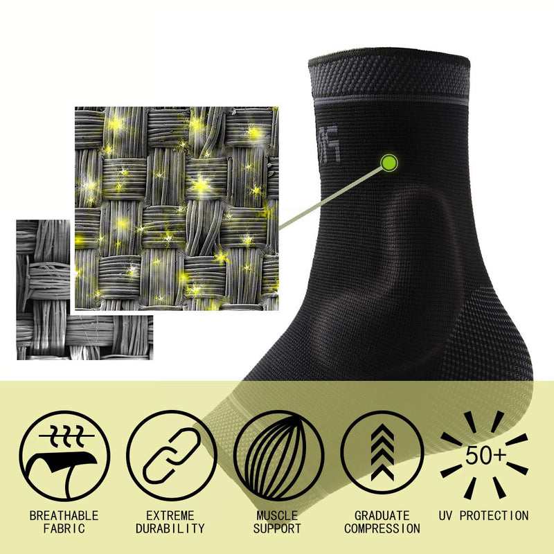 Protle Foot Socks Ankle Brace Compression Support Sleeve with Silicone Gel - Boosts Recovery from Joint Pain, Sprain, Plantar Fasciitis, Heel Spur, Achilles tendonitis Small Pair-Black - NewNest Australia