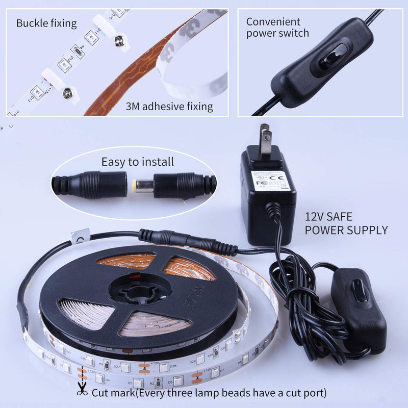 YAYIT 20ft LED Black Light Strip Kit,360 Units,12V Flexible Blacklight Fixtures, 6m LED Ribbon for Indoor Home Bedroom Decoration Fluorescent Dance Party,Non-Waterproof - NewNest Australia