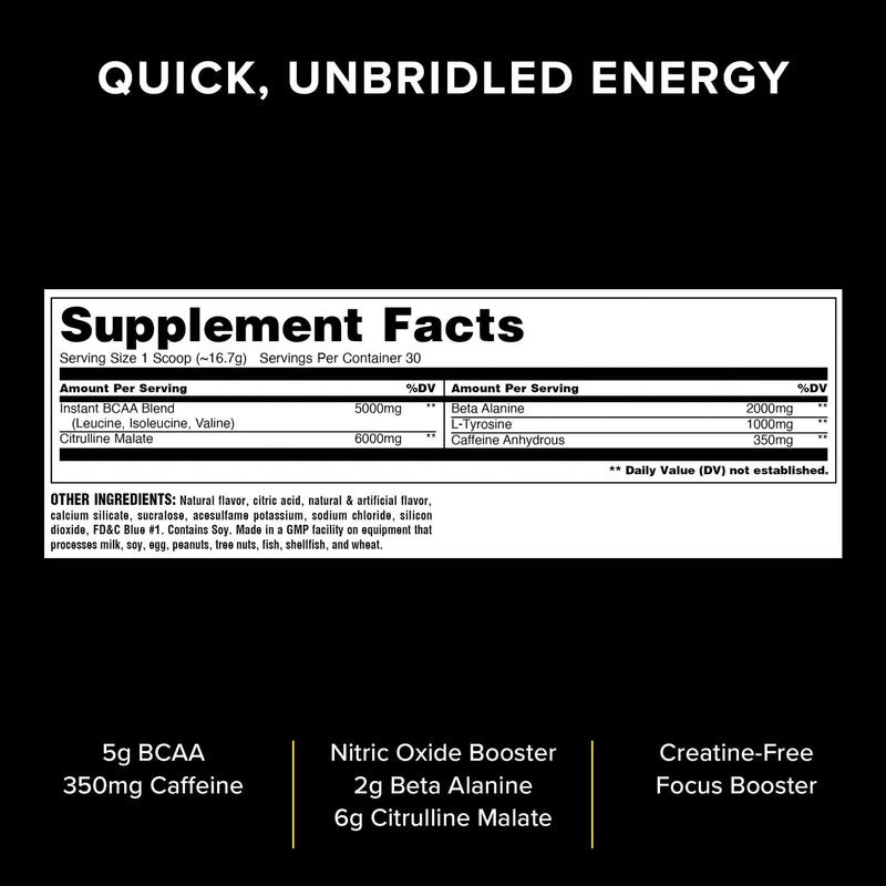 Animal Fury - Pre Workout Powder Supplement for Energy and Focus - 5g BCAA, 350mg Caffeine, Nitric Oxide, Without Creatine - Powerful Stimulant for Bodybuilders - Blue Raspberry - 30 Servings 1.1 Pound (Pack of 1) - NewNest Australia