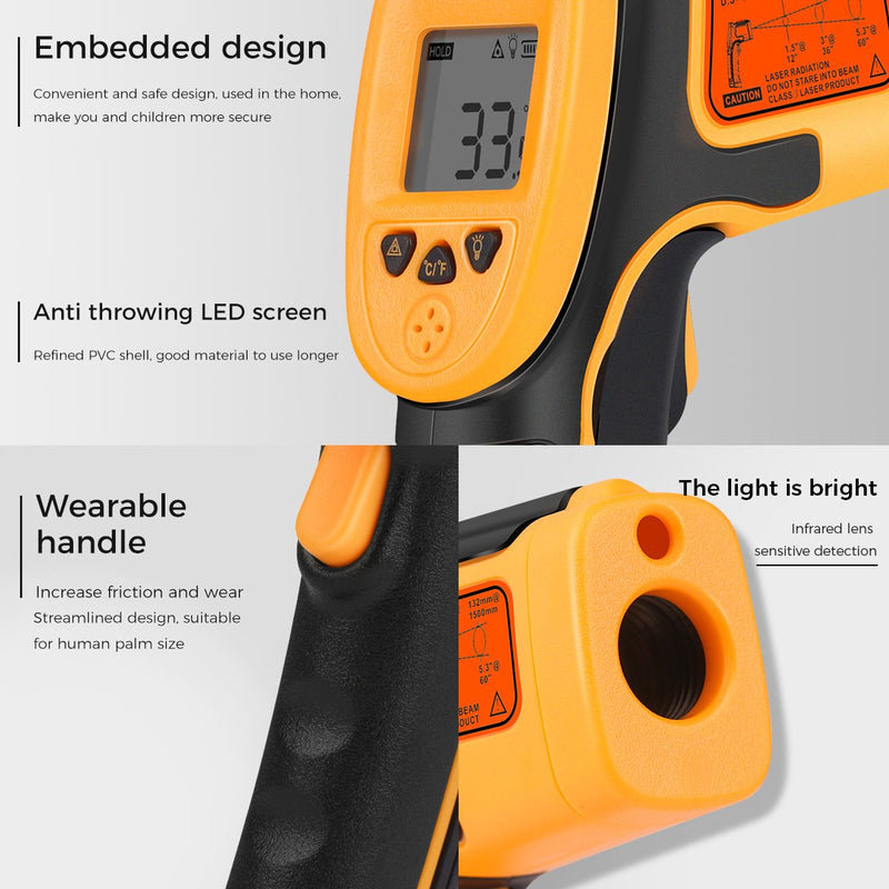 NewNest Australia - Infrared Thermometer, Digital IR Laser Thermometer Temperature Gun -26°F~1022°F (-32°C～550°C) Temperature Probe Cooking/Air/Refrigerator - Meat Thermometer Included -Non Body Thermometer 