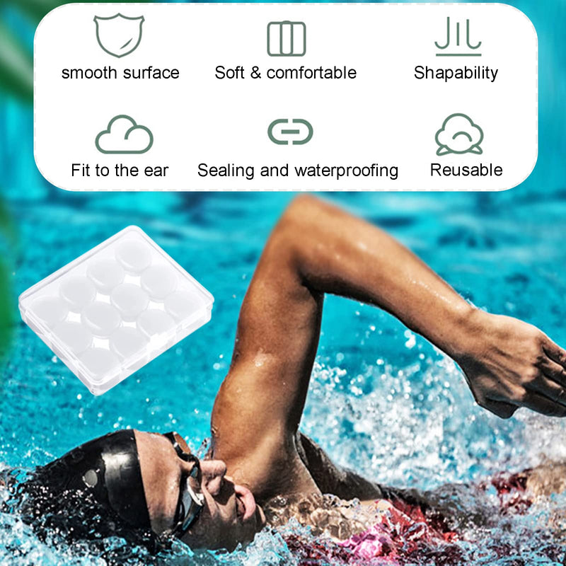 Ear Plugs for Sleeping, 6 Pairs Soft Reusable Waterproof Soft Silicone Gel Ear Plugs for Sleeping, Travel, Learning, Noise Reduction, White - NewNest Australia