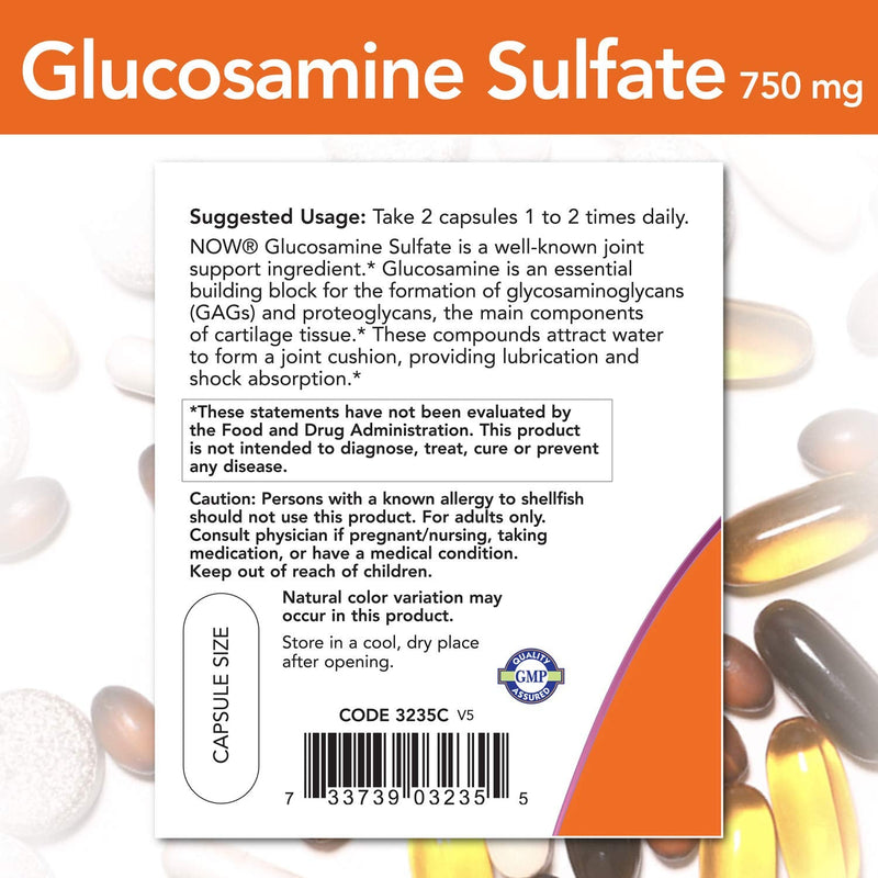 NOW Supplements, Glucosamine Sulfate 750 mg, with UL Dietary Supplement Certification, 120 Capsules - NewNest Australia