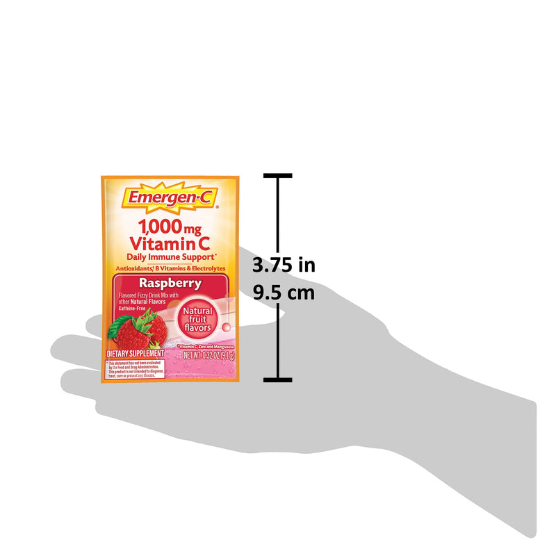 Emergen-C 1000mg Vitamin C Powder, with Antioxidants, B Vitamins and Electrolytes, Immunity Supplements for Immune Support, Caffeine Free Fizzy Drink Mix, Raspberry Flavor - 30 Count/1 Month Supply 0.32 Ounce (Pack of 30) - NewNest Australia