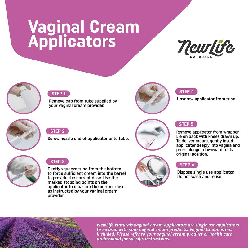 Disposable Plastic Vaginal Applicator Pack: Hygienic Threaded Injector Applicators to Fit Preseed Lubricant, Estrace, Personal Lube and OTC Gel or Cream Products - With Dosage Measurements - 60 Pack - NewNest Australia