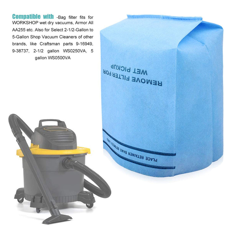 KEEPOW WS01025F2 Wet Dry Vacuum Bags for Workshop Vacuum Bag Filter Compatible Select 2-1/2-Gallon to 5-Gallon Shop Vacuum Cleaners, Part# VF2000 (6 Pack) - NewNest Australia