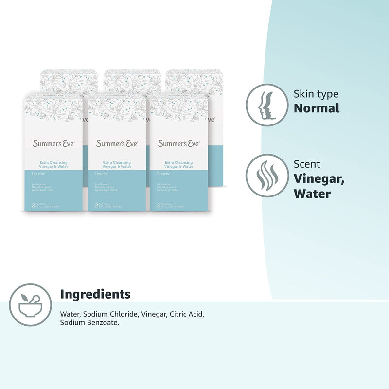 Summer's Eve Extra Cleansing Vinegar & Water Douche, 2-4.5 Fl Oz Units per box (Pack of 6) - NewNest Australia