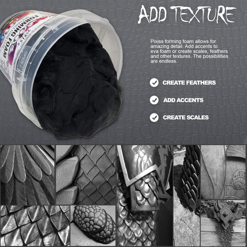 Foam Clay Moldable Cosplay Air Dry by Pixiss (300 Gram Black) – High Density and Perfect for Intricate Designs | Air Dry to Perfection | Great for Cutting with Knife or Rotary Tool, Sanding or Shaping - NewNest Australia