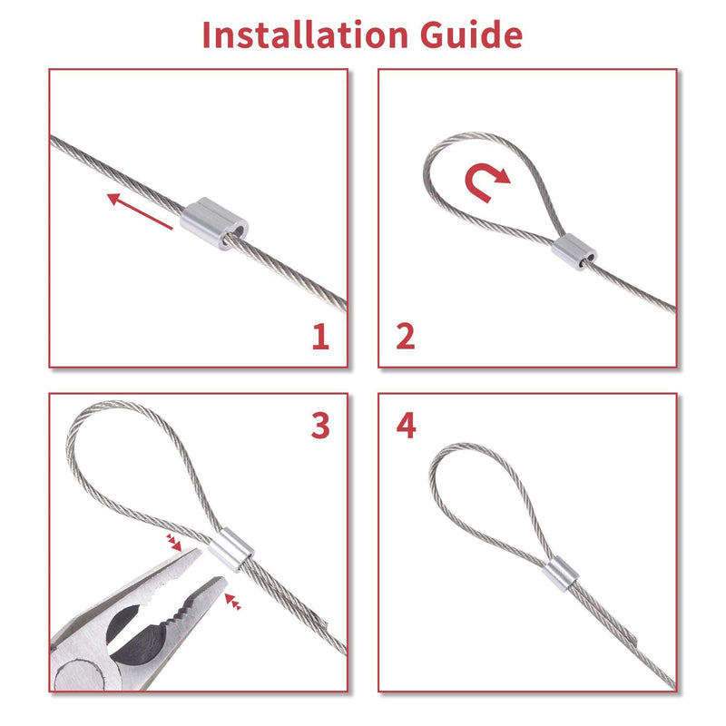 26ELE Picture Hanging Wire 50lb, Heavy Duty Stainless Steel Wire Rope for Hanging Picture Frame Mirror and Wall Art, Strong Metal Wire 100Feet with 20PCS Aluminum Crimping Sleeves - NewNest Australia