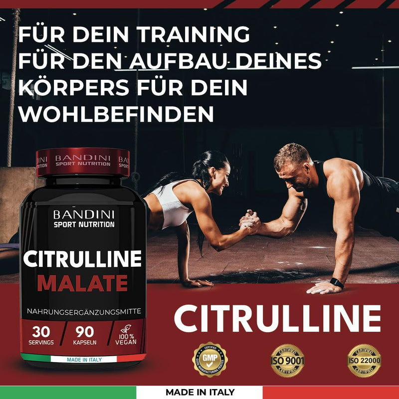 Bandini Citrulline Malate 90 Tablets - Extra High Dosage With 1000 Mg Per Tablet - 3000 Mg Per Serving - L-Citrulline Malate From Fermentation - No Unwanted Additives - NewNest Australia