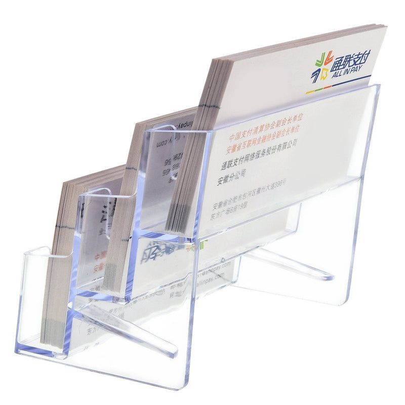 2 Pack Business Card Holder 3 Tiers Plastic Card Stand Organizer Clear Card Holder Display for Office, 180 Cards Capacity 2 - NewNest Australia