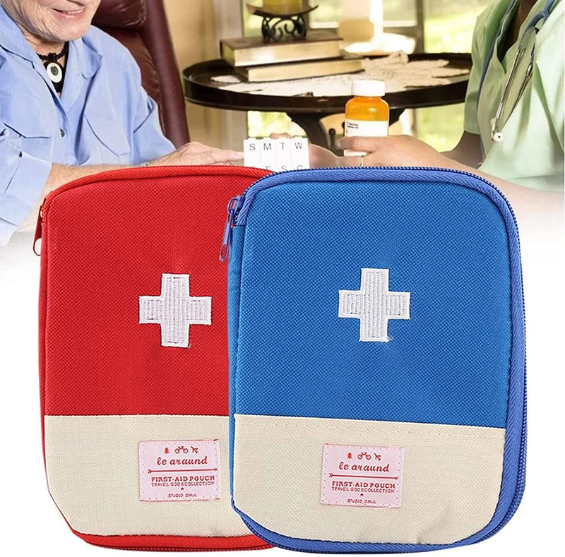 Kanyka Pack Of 2 Small Mini First Aid Bag Empty Travel Pharmacy Waterproof Children'S Emergency Box Pharmacy Bag Emergency Bag For The Office, Travel, Camping, Red - NewNest Australia