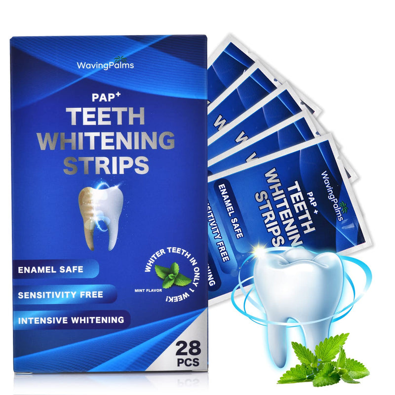 Waving Palms Teeth whitening Strips，28 Non-Sensitive Whitening Strips，Peroxide Free Teeth Whitening Strips，14 Treatments for Teeth whitening, Professional and Safe Teeth whitening Strips - NewNest Australia