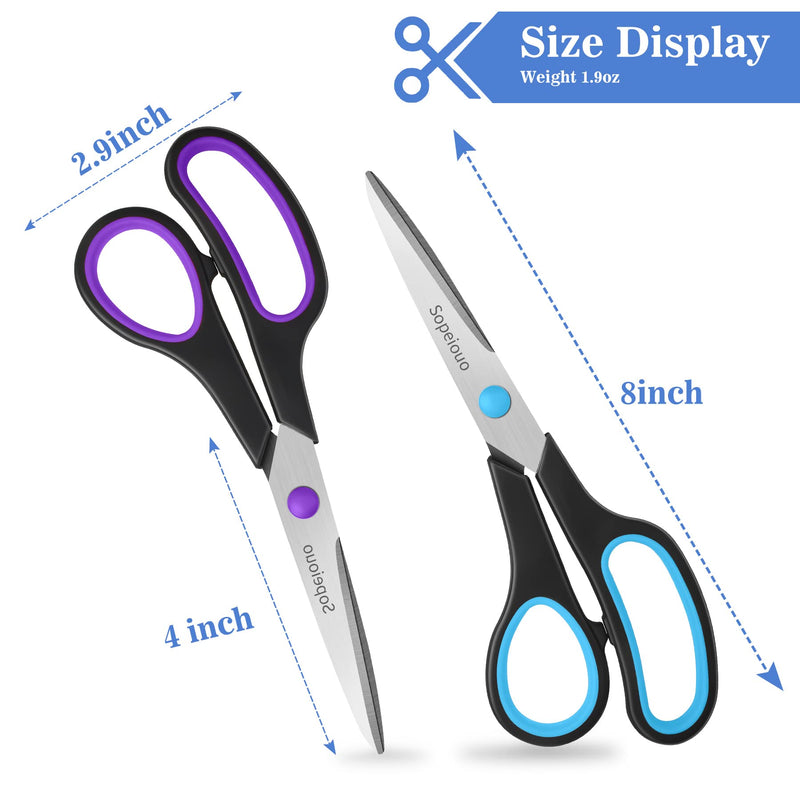 Scissors Set of 6-Pack, 8" Scissors All Purpose Comfort-Grip Handles Sharp Scissors for Office Home School Craft Sewing Fabric Supplies, High/Middle School Student Teacher Scissor, Right/Left Handed - NewNest Australia