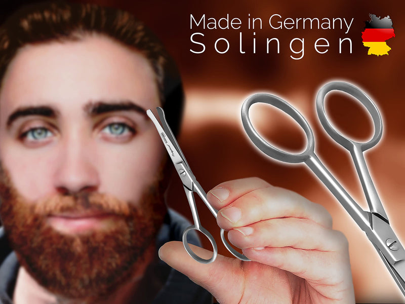 Solingen Beard Scissors Mustache Scissors 10.5 Cm With Sharp And Precise Cut Hair Scissors With One-Sided Micro Teeth And Rounded Ends For The Care Of Beard Hair And Nose Hair - NewNest Australia