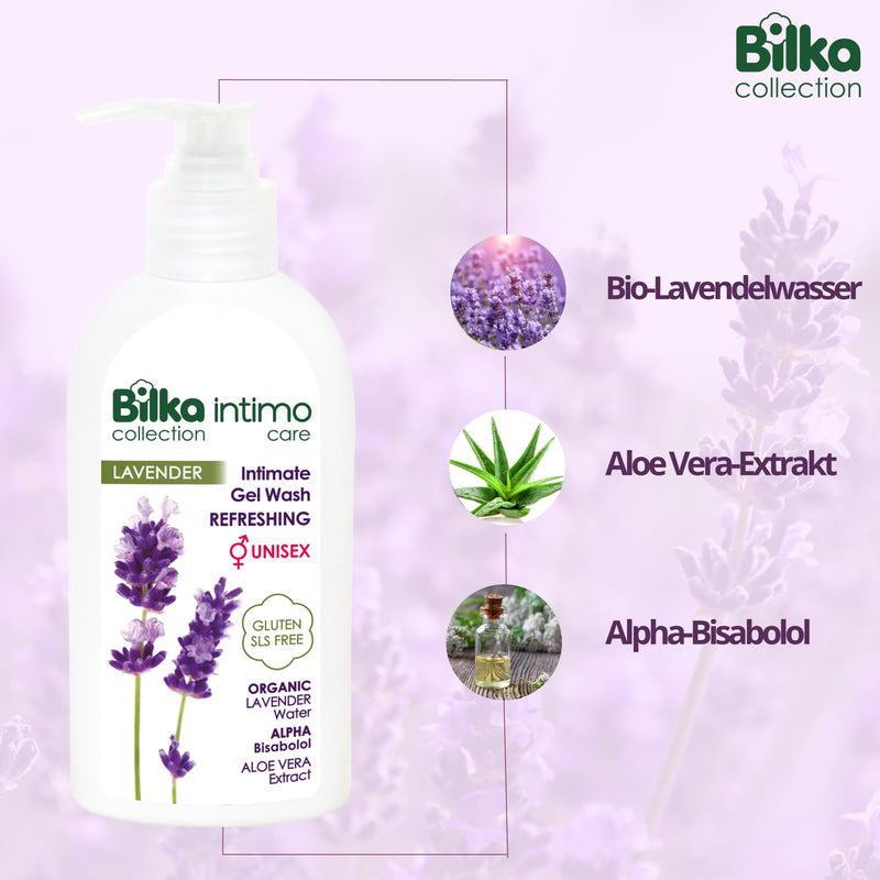 Bilka Collection Intimate Wash Lotion With Organic Lavender Water And Aloe Vera Extract, Refreshing, Unisex Intimate Care For Daily Hygiene, Paraben-Free, Sls Free, 200 Ml - NewNest Australia