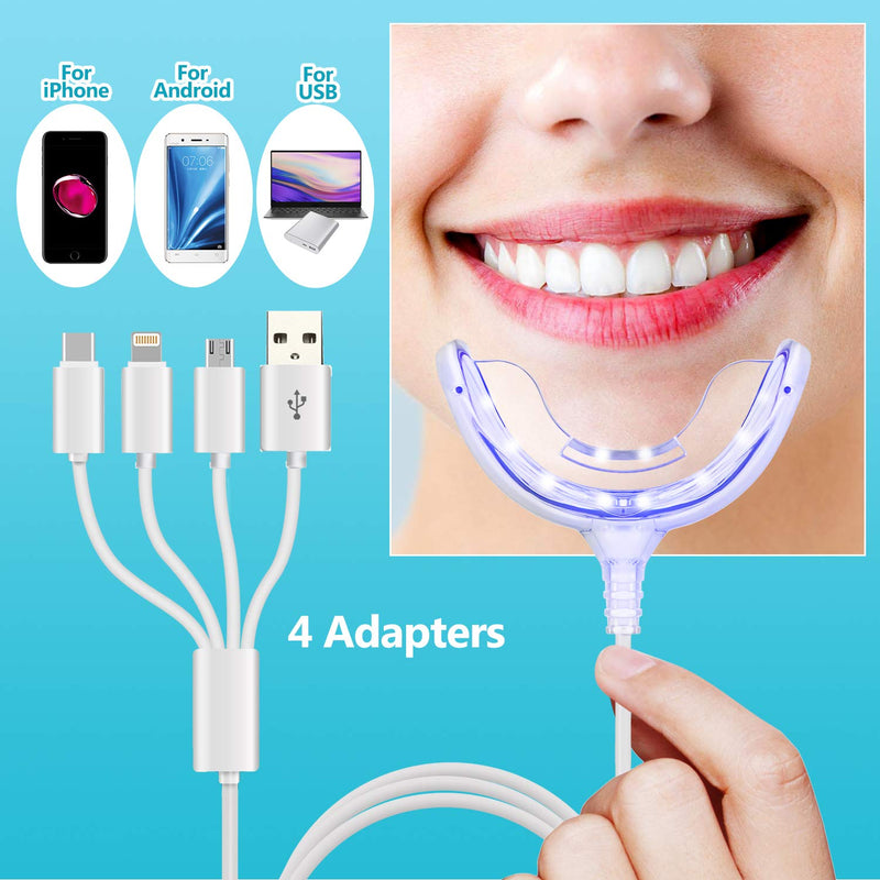 Teeth Whitening Accelerator Light, 16x Blue LED Light Mouth Tray Teeth Whitening Enhancer Light Trays Connected with iPhone/Android/USB for Home Use 1 Count (Pack of 1) - NewNest Australia